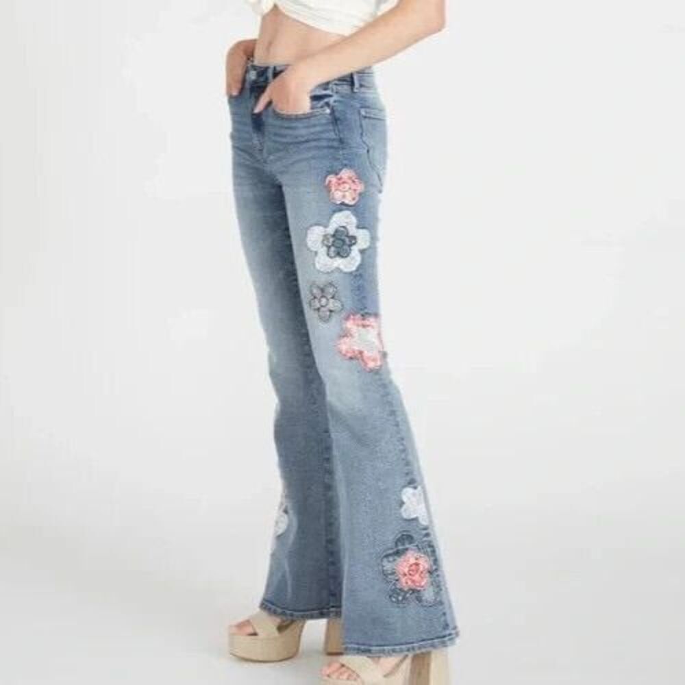 Driftwood x FP Sz 24 Med. Wash Farrah American Bandstand Embroidered Jeans - Picture 11 of 11